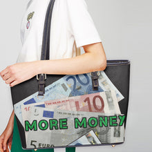 Load image into Gallery viewer, MORE MONEY. Large Leather Tote Bag for Women
