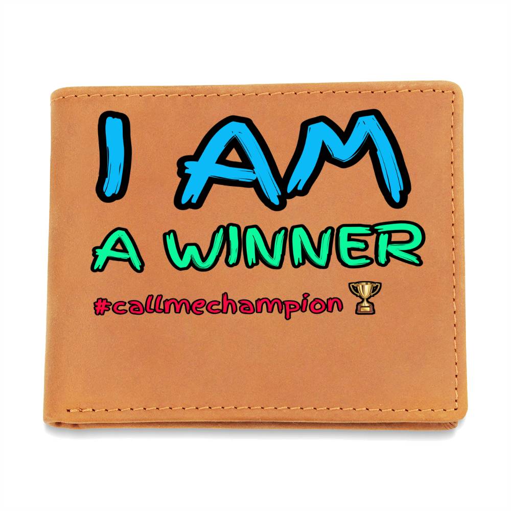 I AM A WINNER Men's Leather wallet.