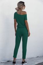 Load image into Gallery viewer, JUMPER ROMPER Asymmetrical Neck Tied Jumpsuit with Pockets
