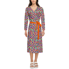 Load image into Gallery viewer, SPRING UP (Women’s ¾ Sleeve Wrap Dress-Heavy Knit orange kiss)
