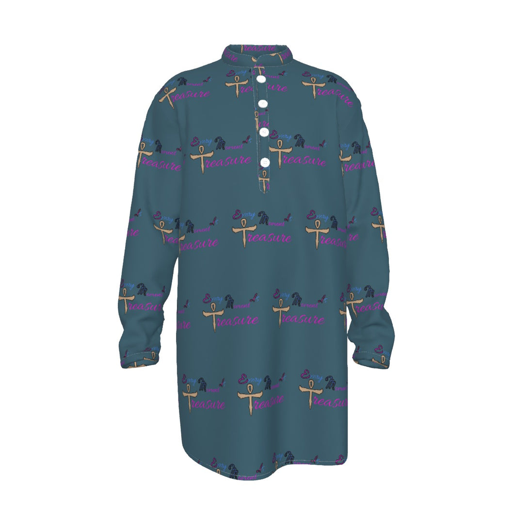 ROOTS AND CULTURE (Men's Stand-up Collar Long Shirt)