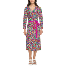 Load image into Gallery viewer, SPRING UP (Women’s ¾ Sleeve Wrap Dress-Heavy Knit cornflower)
