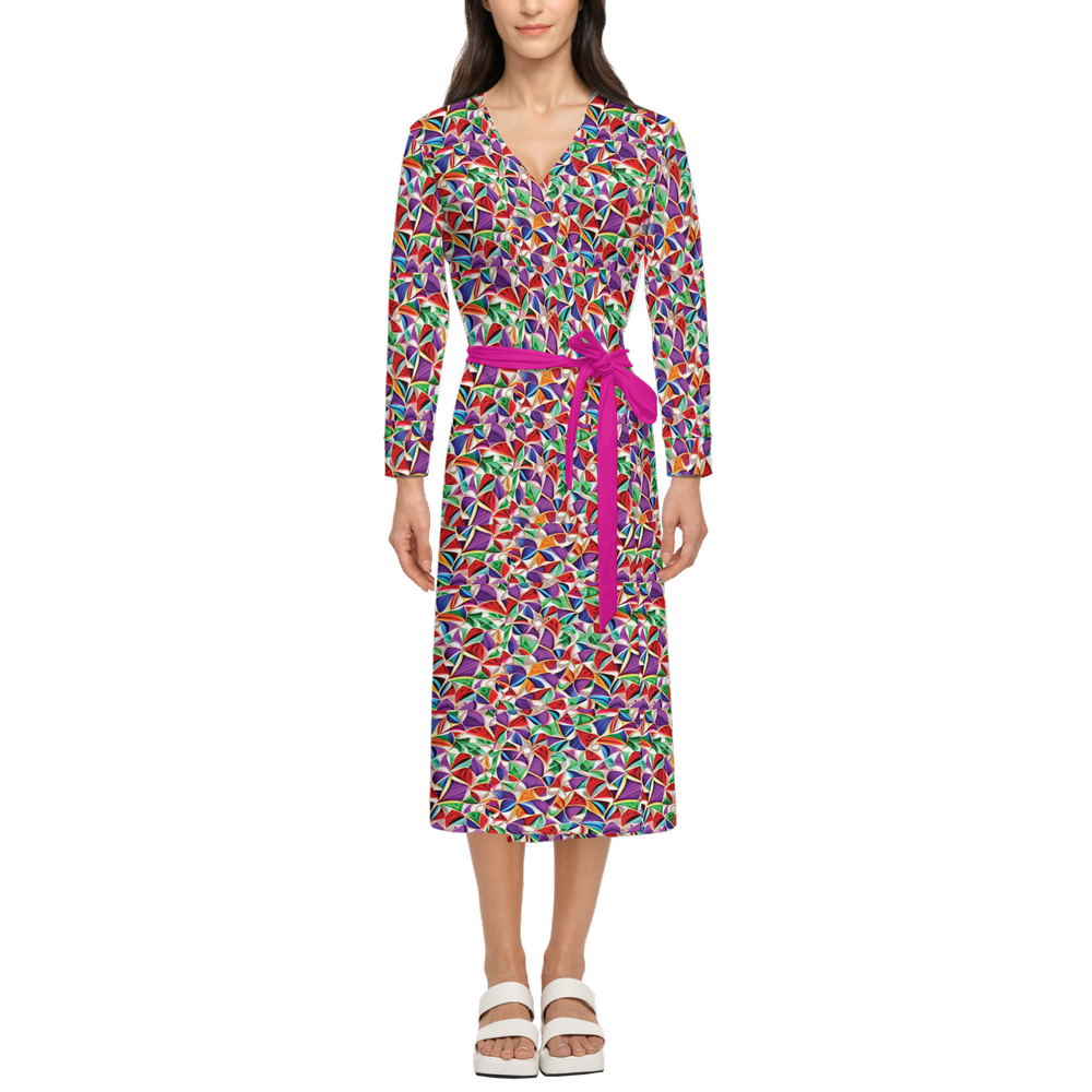 SPRING UP (Women’s ¾ Sleeve Wrap Dress-Heavy Knit cornflower)