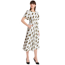 Load image into Gallery viewer, SUMMER BLAZE(Short Sleeve Shirred Waist Midi Dress)
