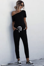 Load image into Gallery viewer, JUMPER ROMPER Asymmetrical Neck Tied Jumpsuit with Pockets
