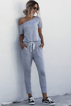 Load image into Gallery viewer, JUMPER ROMPER Asymmetrical Neck Tied Jumpsuit with Pockets
