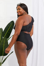 Load image into Gallery viewer, SUN IN SAND ( Swim Seaside Romance Ruffle One-Shoulder Bikini in Black)
