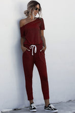 Load image into Gallery viewer, JUMPER ROMPER Asymmetrical Neck Tied Jumpsuit with Pockets
